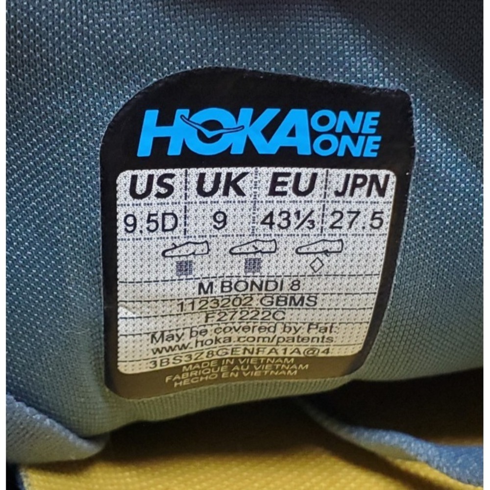 Hoka One One Bondi 8 Running Shoes Mens 9.5 D Lace Up Comfort Gym Sneaker - Picture 13 of 14